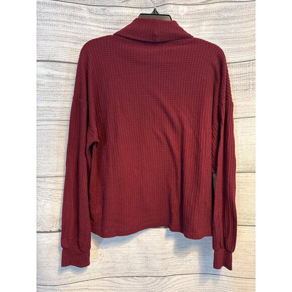 Sanctuary Burgundy Waffle Knit Turtleneck Sweater Pullover - Picture 3 of 3